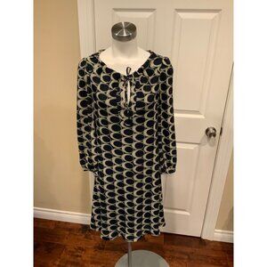 Moulinette Soeurs Blue Shift Dress w/ Circle Print & Tie-Neck, Size 2 (US)